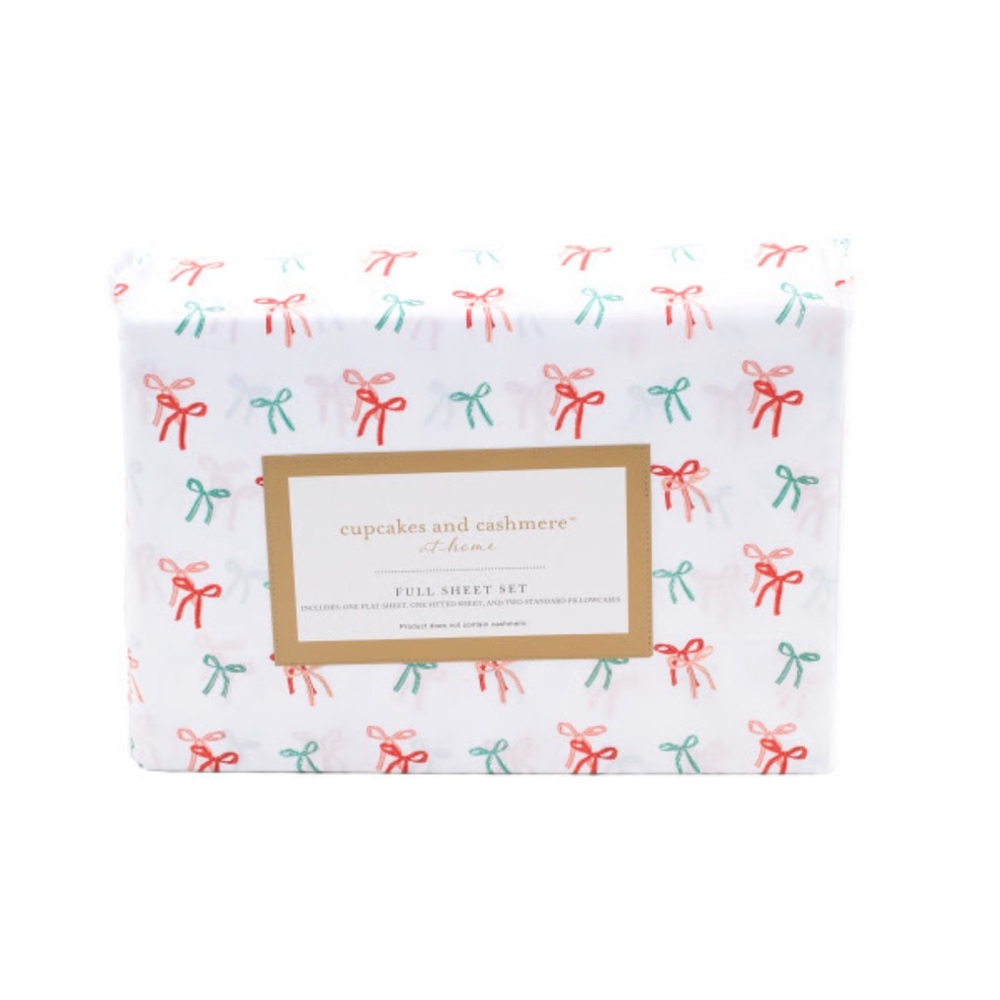 Cupcakes and Cashmere Stripe Bows Twin Sheet Set NEW